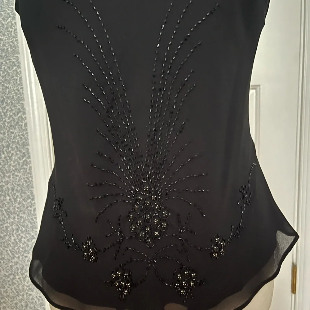 Black Silk Sequined Top - Picture 3 of 9